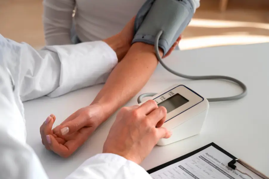 Blood pressure being taken